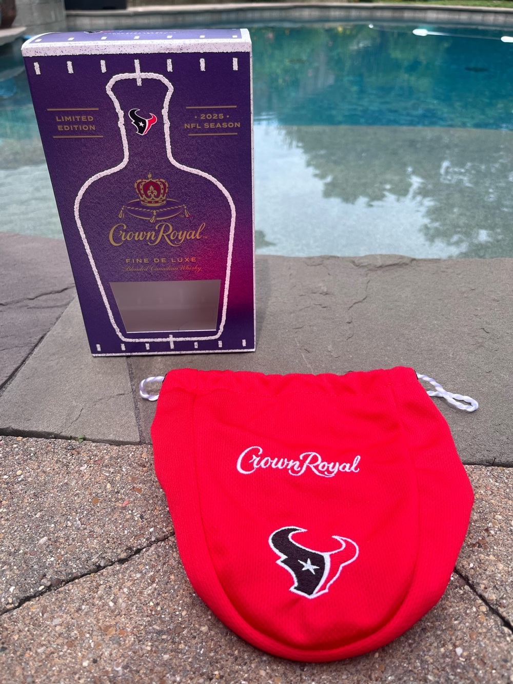 Crown Royal NFL 2025 Season Texans Bag And Box ONLY Red Jersey Fabric